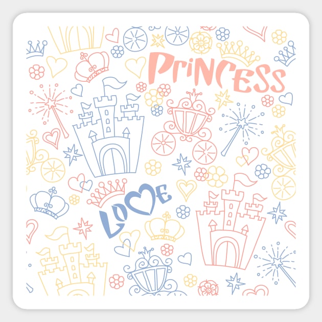 pattern of little princess doodles Sticker by kavalenkava